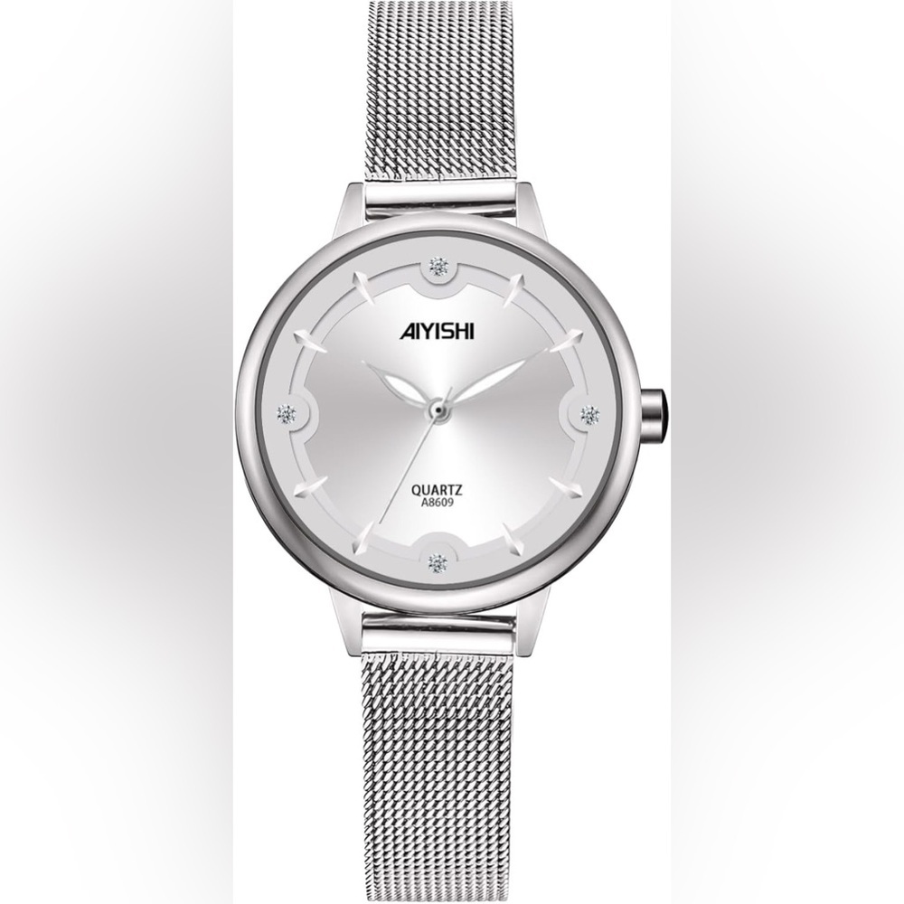 Aiyishi Silver Diamond Luxury Watch Mother-of-Pearls Accents Giftable NEW In Box